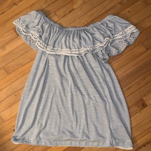 MUST BUNDLE OR ORDER WILL BE CANCELLED  Off Shoulder Ruffle w/ Lace Detail sz S